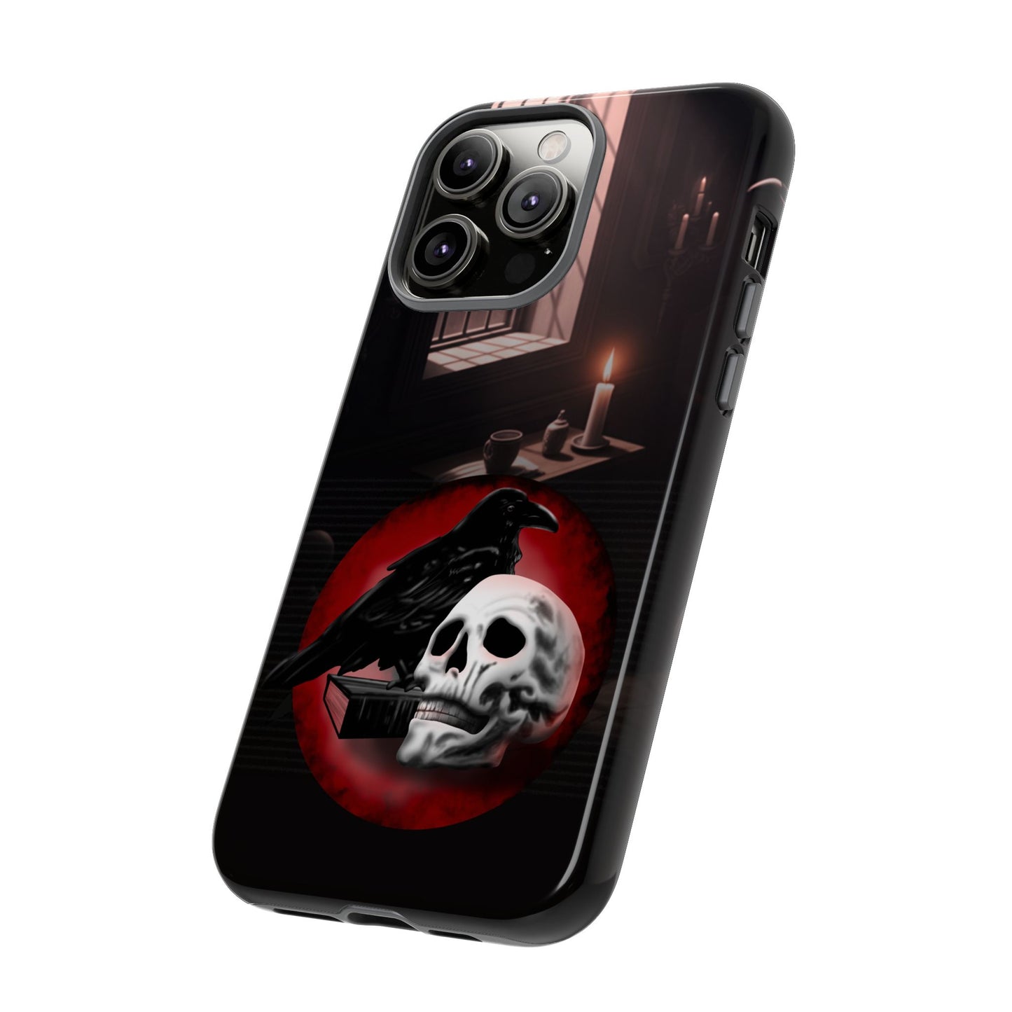 Gothic Phone Case with Raven and Skull Design | Tough Cases, Dark Aesthetic, Halloween Gift, Edge Protection, Unique Phone Cover