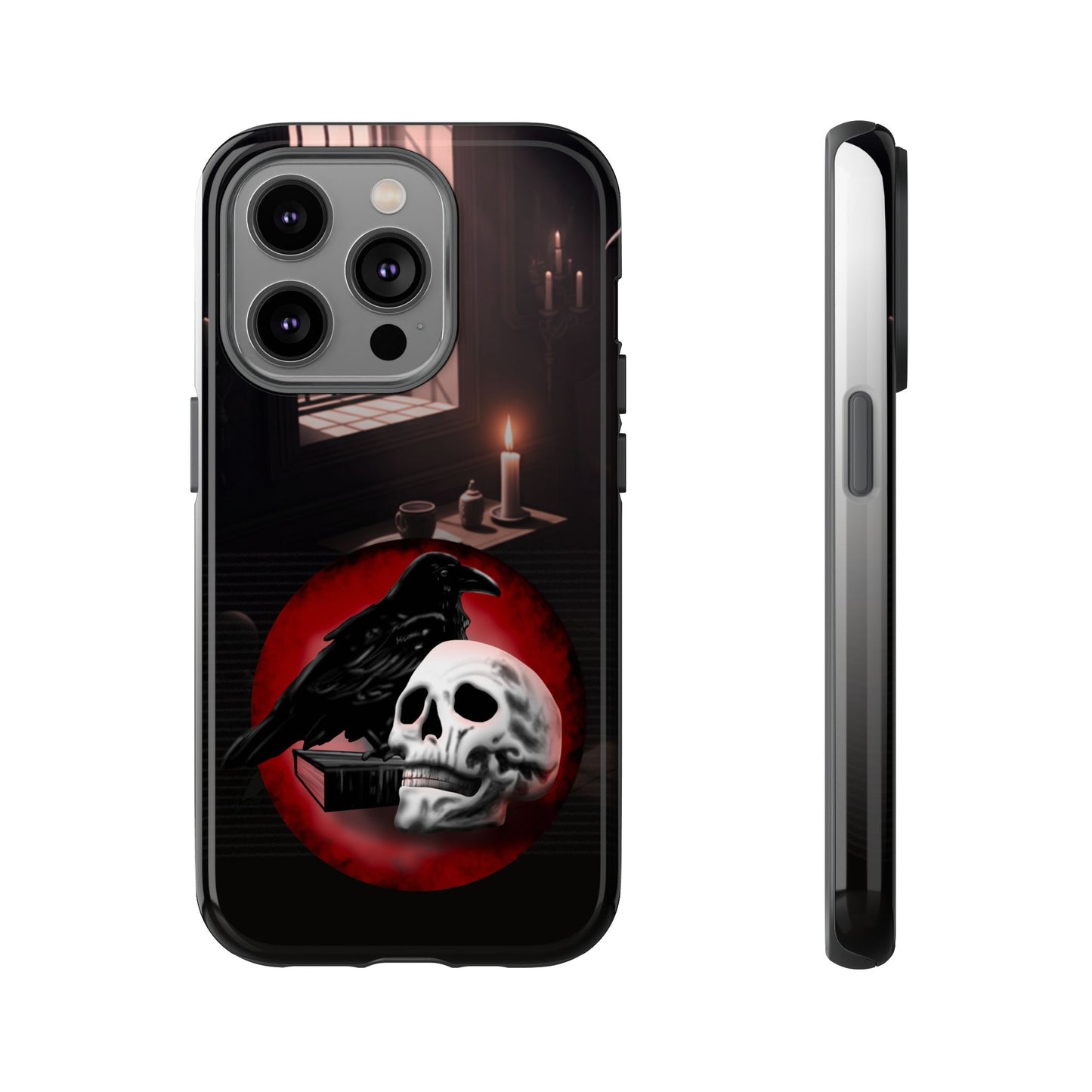Gothic Phone Case with Raven and Skull Design | Tough Cases, Dark Aesthetic, Halloween Gift, Edge Protection, Unique Phone Cover