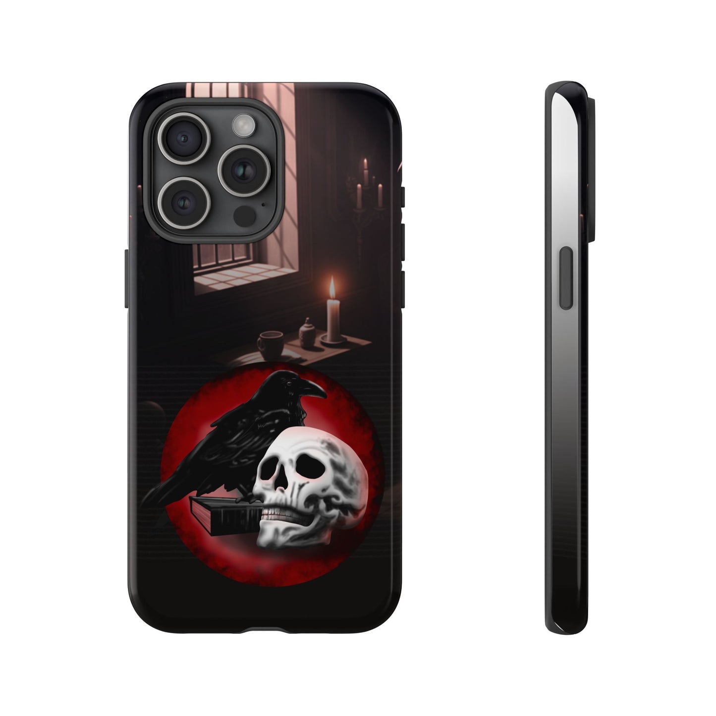 Gothic Phone Case with Raven and Skull Design | Tough Cases, Dark Aesthetic, Halloween Gift, Edge Protection, Unique Phone Cover