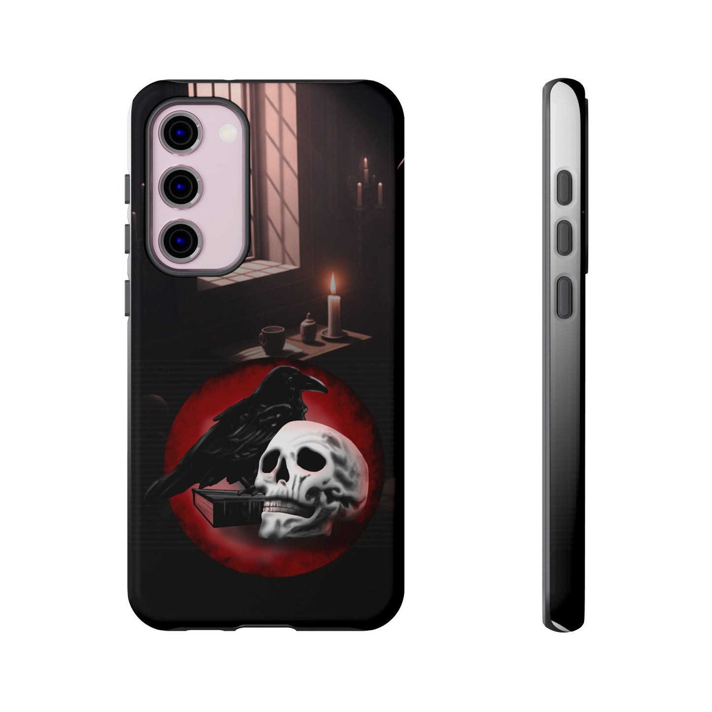 Gothic Phone Case with Raven and Skull Design | Tough Cases, Dark Aesthetic, Halloween Gift, Edge Protection, Unique Phone Cover