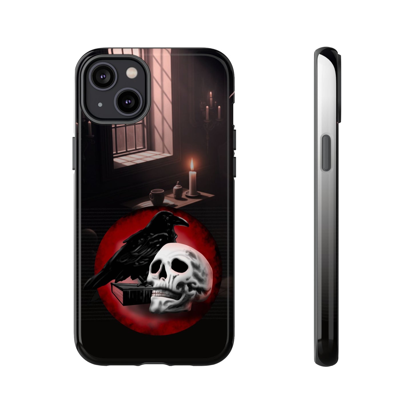 Gothic Phone Case with Raven and Skull Design | Tough Cases, Dark Aesthetic, Halloween Gift, Edge Protection, Unique Phone Cover