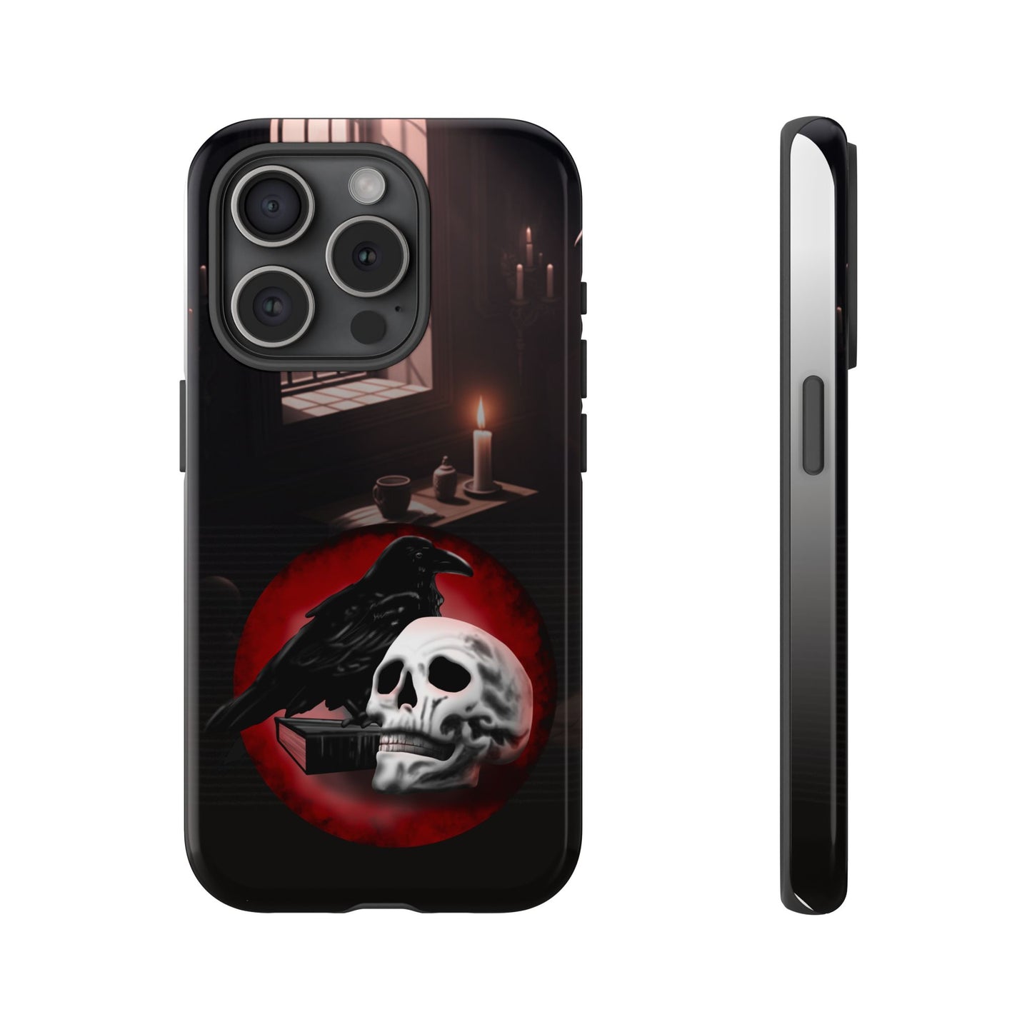 Gothic Phone Case with Raven and Skull Design | Tough Cases, Dark Aesthetic, Halloween Gift, Edge Protection, Unique Phone Cover