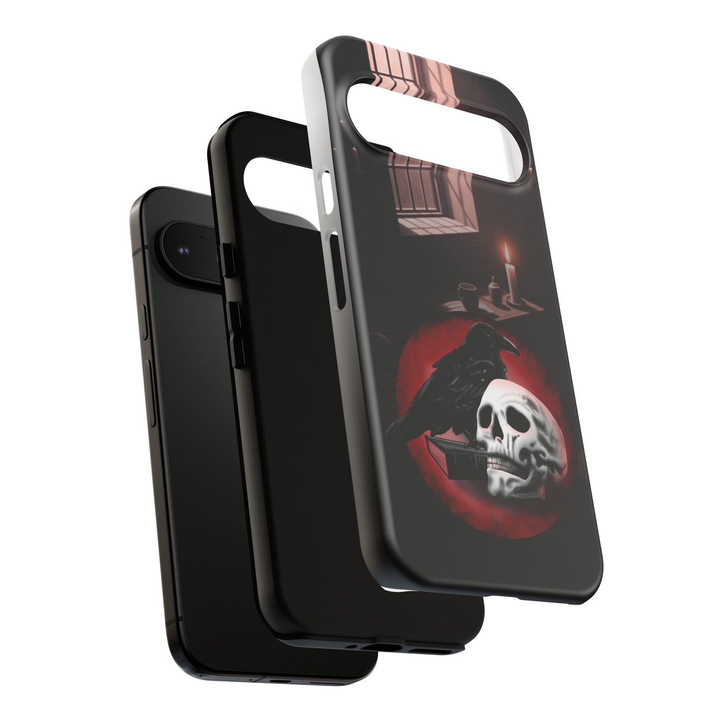 Gothic Phone Case with Raven and Skull Design | Tough Cases, Dark Aesthetic, Halloween Gift, Edge Protection, Unique Phone Cover