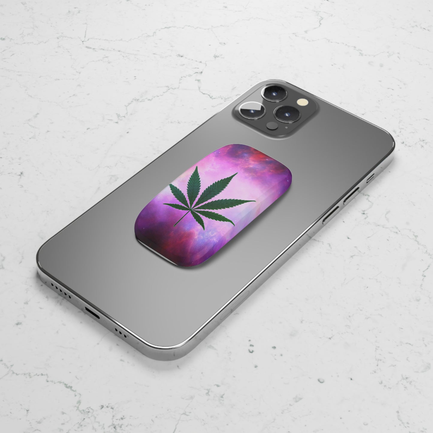 Phone Grip - Purple Haze Space Marijuana Leaf Click-On
