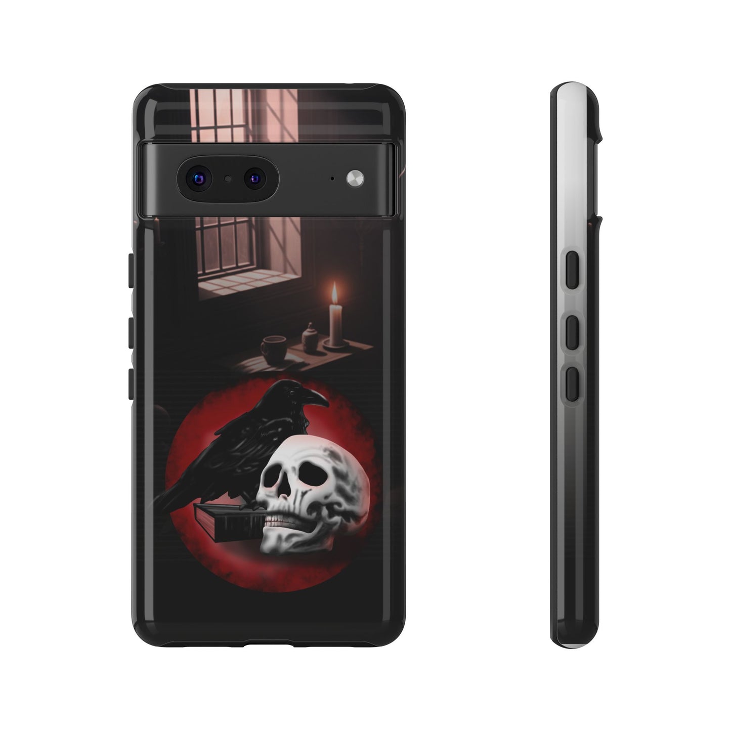 Gothic Phone Case with Raven and Skull Design | Tough Cases, Dark Aesthetic, Halloween Gift, Edge Protection, Unique Phone Cover