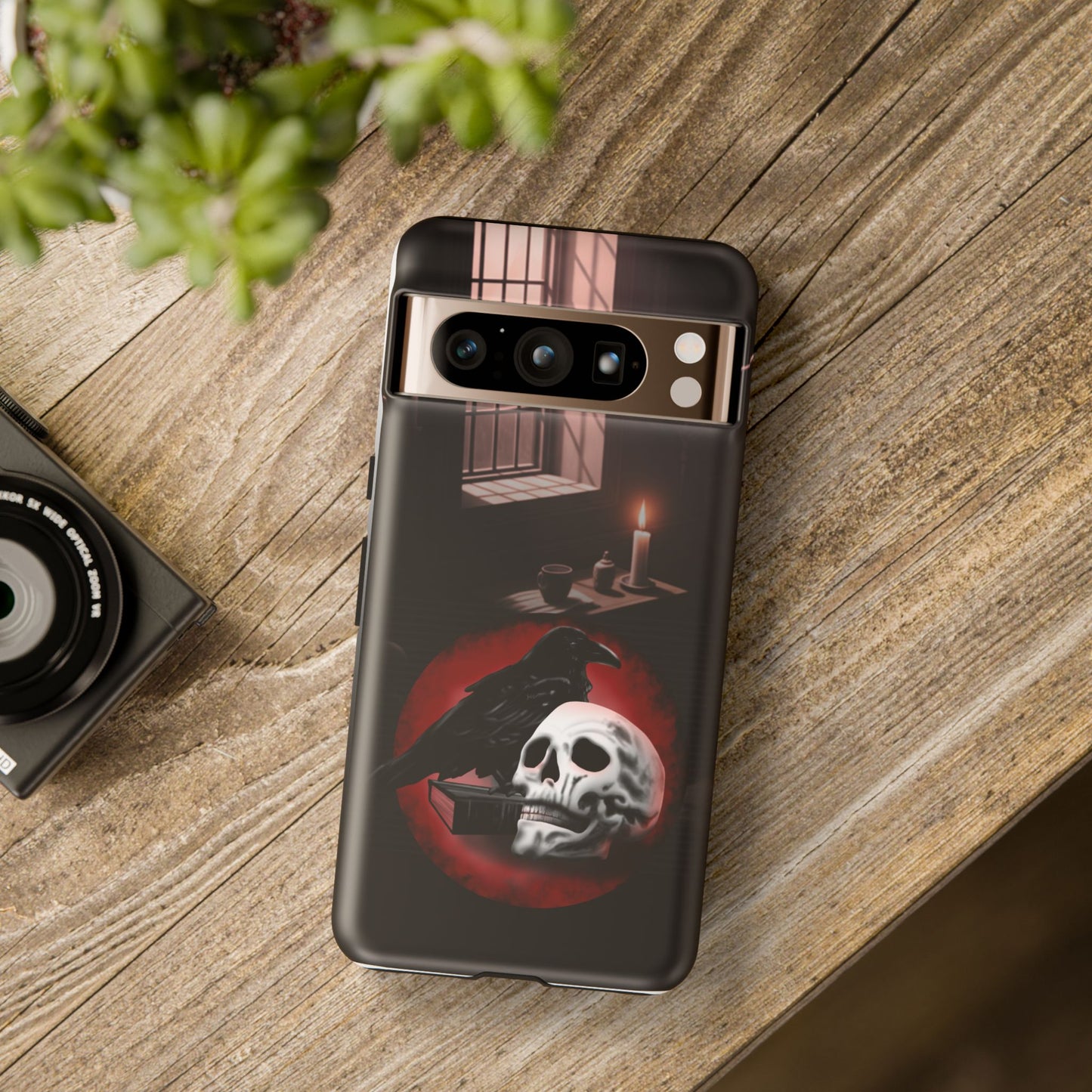 Gothic Phone Case with Raven and Skull Design | Tough Cases, Dark Aesthetic, Halloween Gift, Edge Protection, Unique Phone Cover