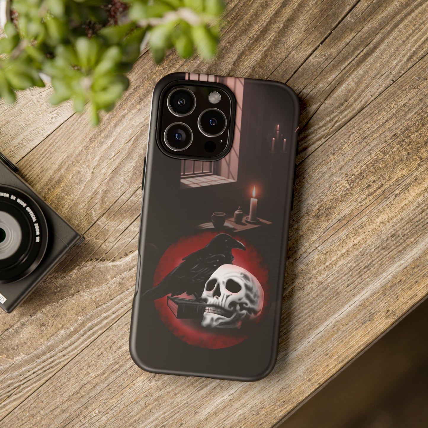 Gothic Phone Case with Raven and Skull Design | Tough Cases, Dark Aesthetic, Halloween Gift, Edge Protection, Unique Phone Cover