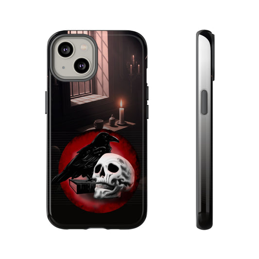 Gothic Phone Case with Raven and Skull Design | Tough Cases, Dark Aesthetic, Halloween Gift, Edge Protection, Unique Phone Cover