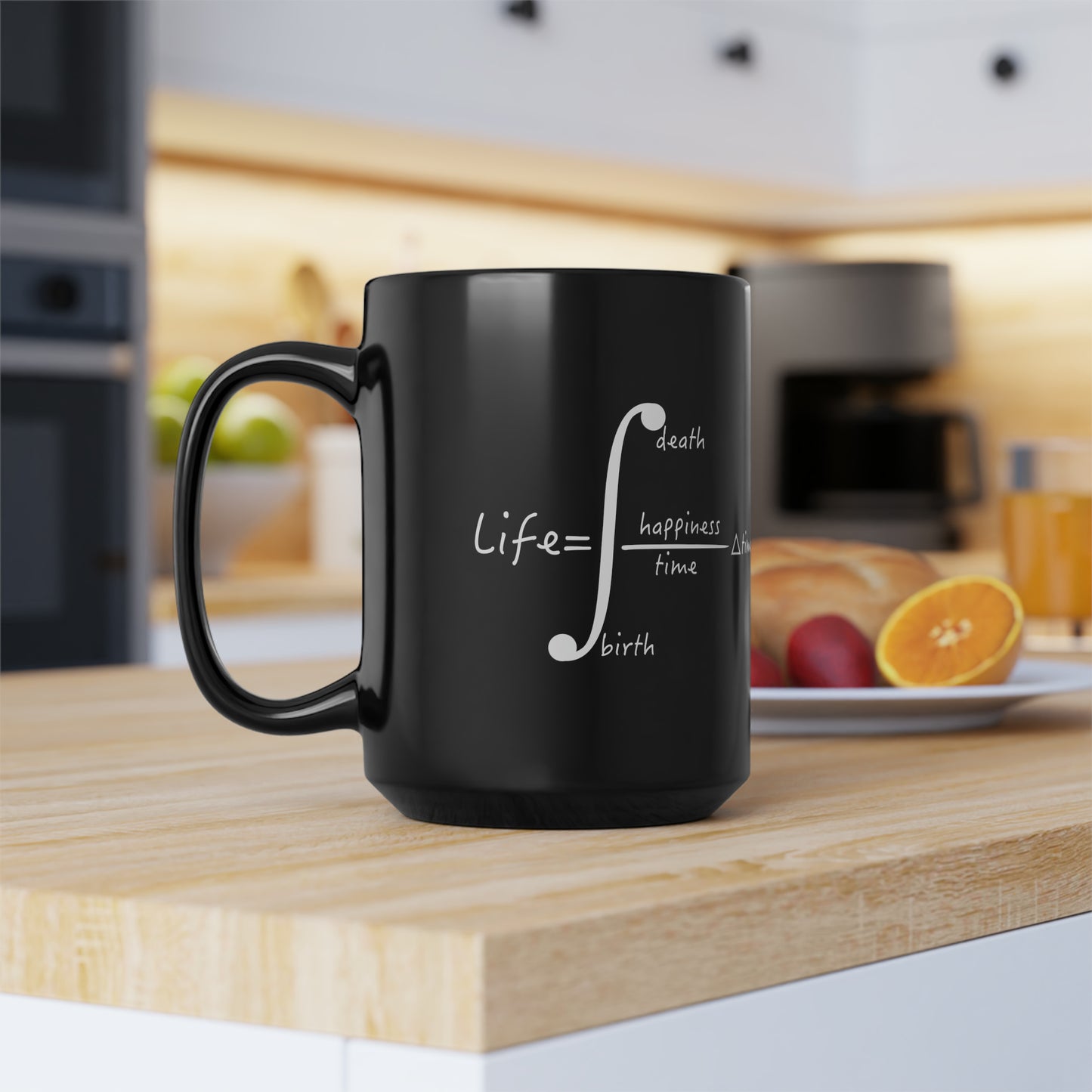 The Integral of Life Black Mug, 15oz