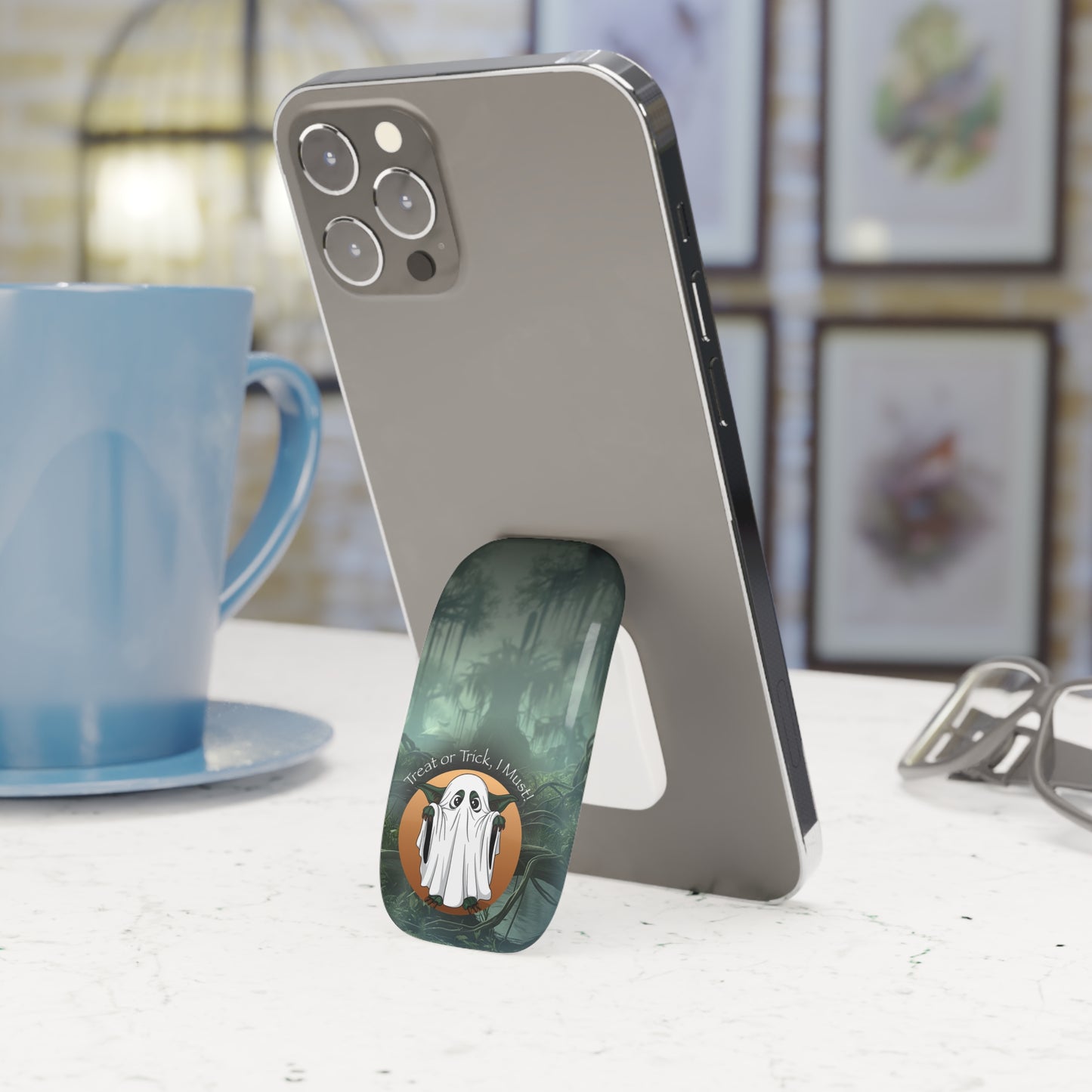 Halloween Phone Grip, Ghost Phone Holder, Treat or Trick Accessory, Cute Phone Stand, Fall Decor