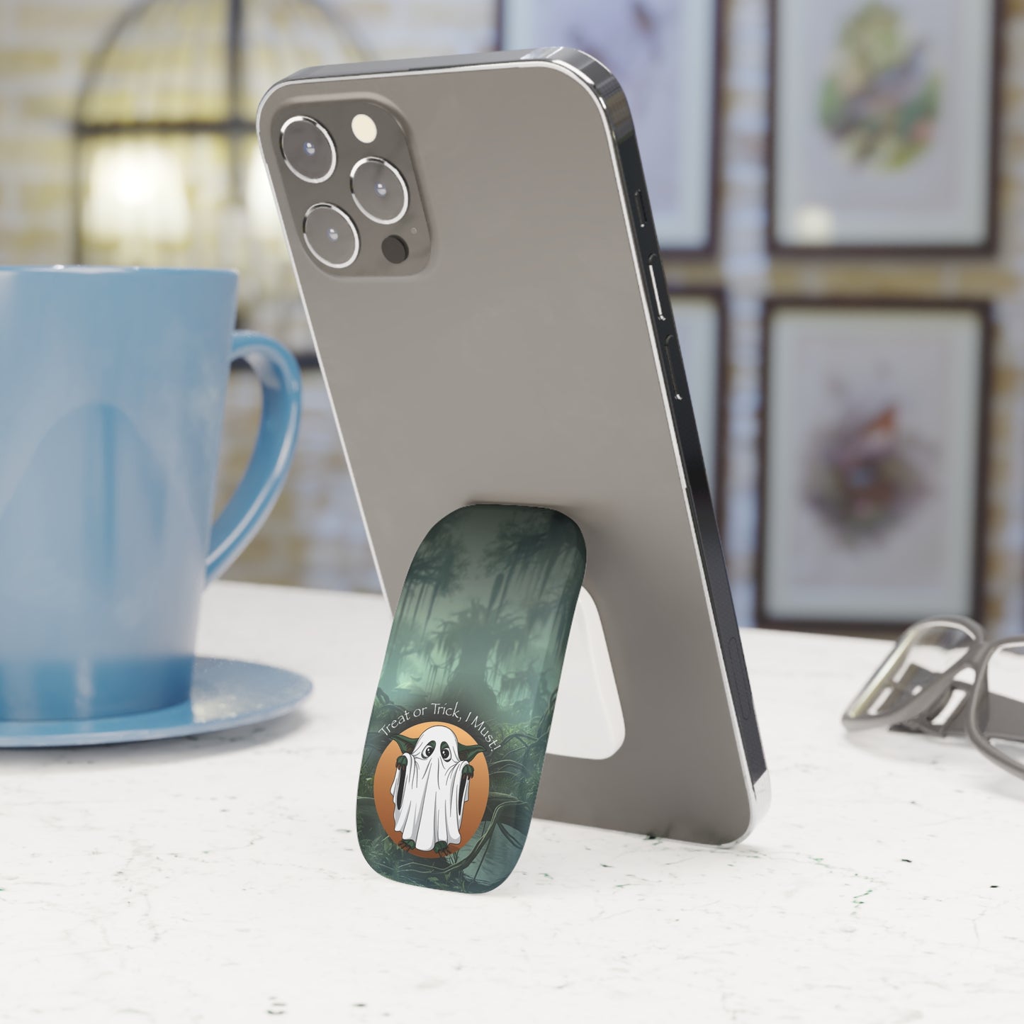 Halloween Phone Grip, Ghost Phone Holder, Treat or Trick Accessory, Cute Phone Stand, Fall Decor