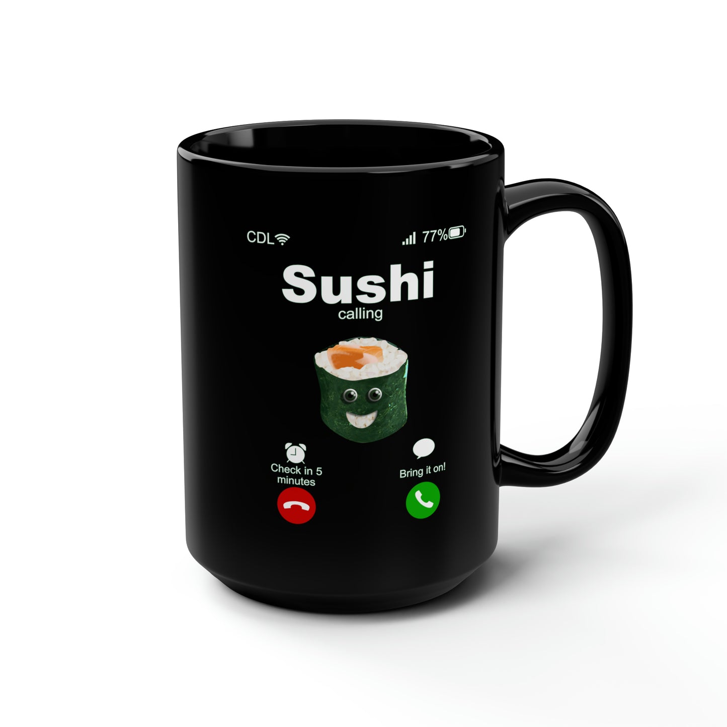 Sushi Calling Black Mug, 15oz