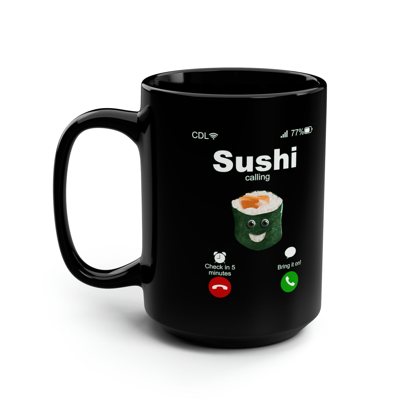 Sushi Calling Black Mug, 15oz