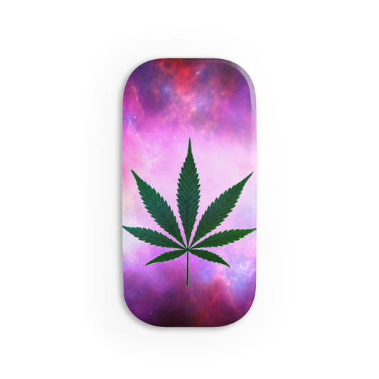 Phone Grip - Purple Haze Space Marijuana Leaf Click-On
