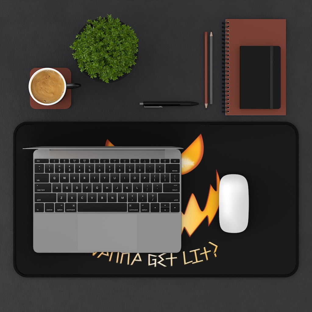 Wanna Get Lit Pumpkin Desk Mat