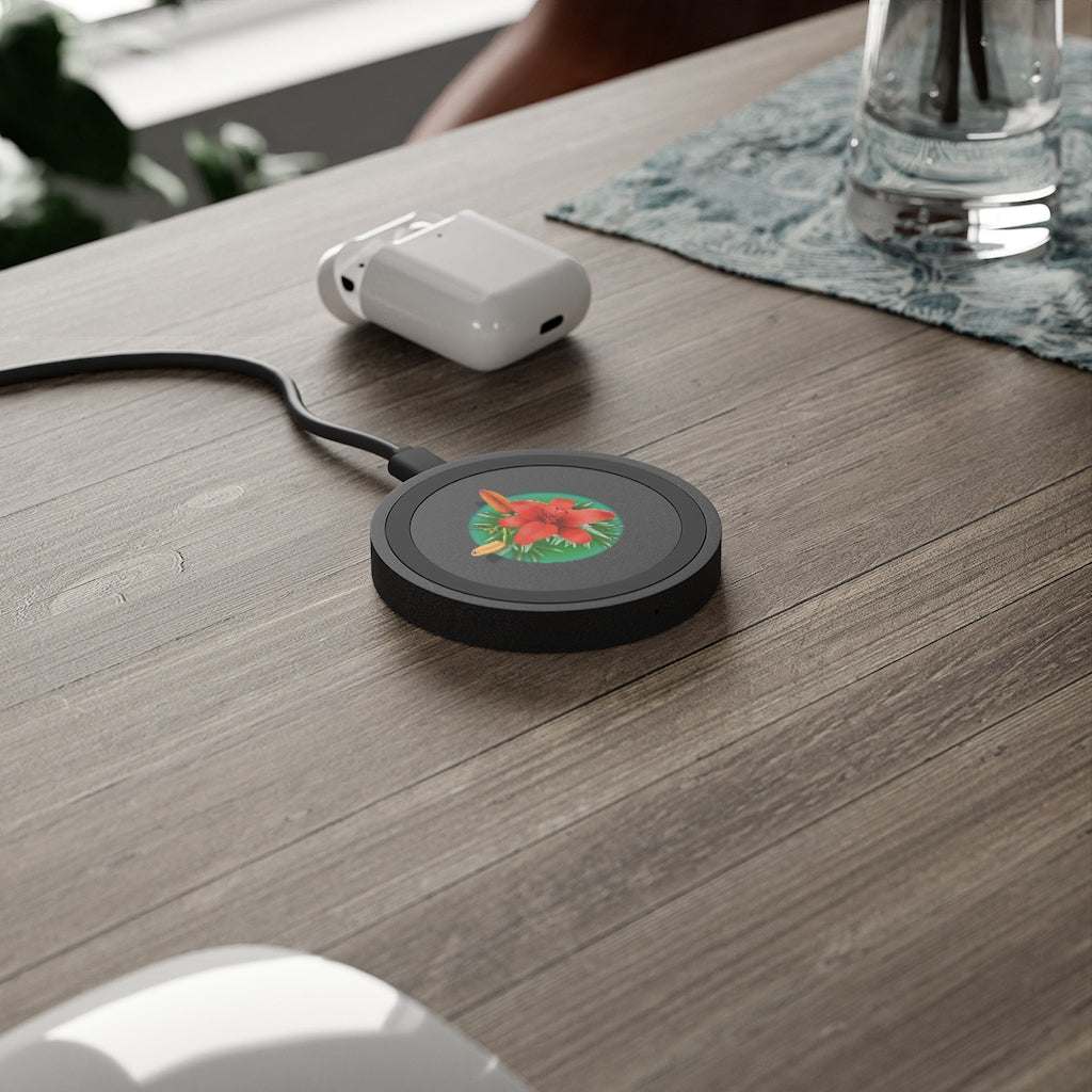 Orange Day Lily Quake Wireless Charging Pad