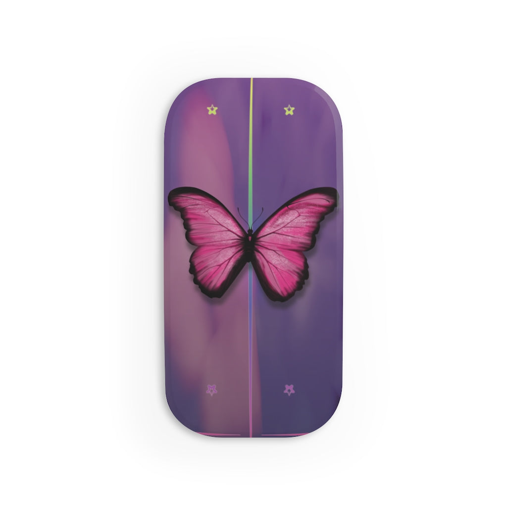 Pink Butterfly Phone Click-On Grip