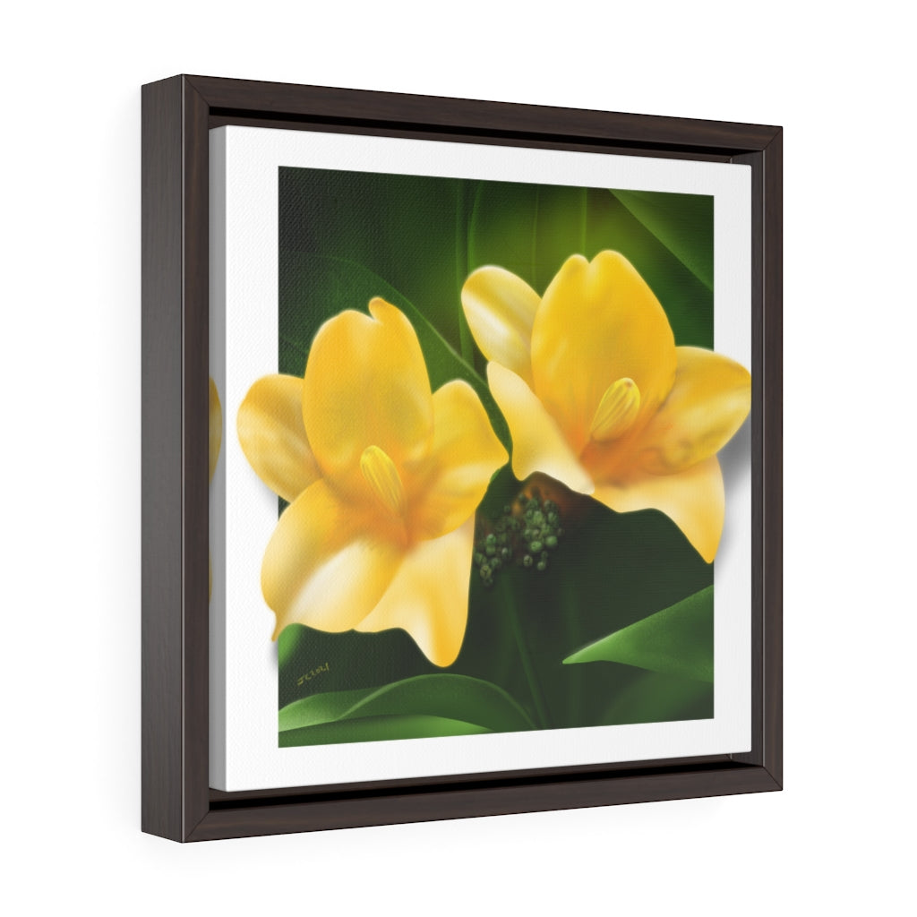 Yellow Jessamine Square Framed Premium Gallery Wrap Canvas