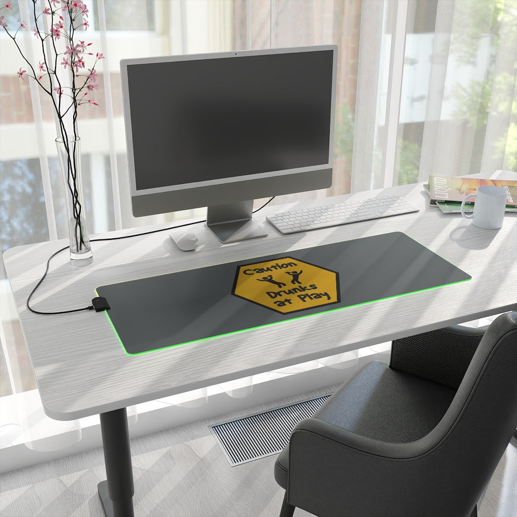 Caution Drunks at Play LED Gaming Mouse Pad