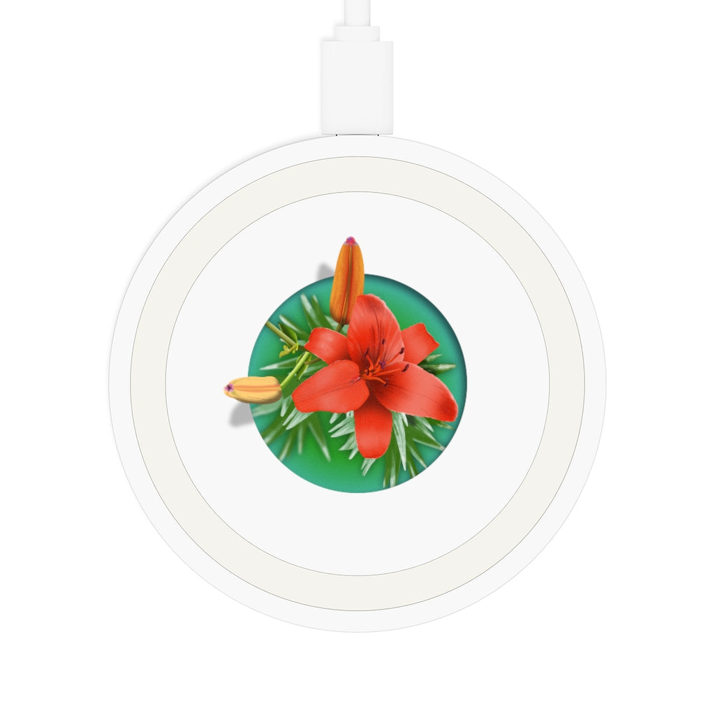 Orange Day Lily Quake Wireless Charging Pad