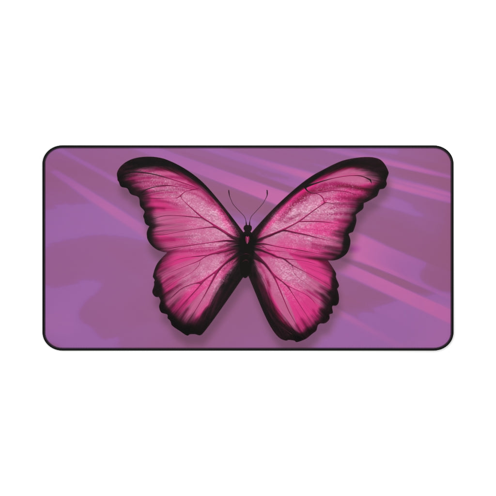 Pink Butterfly Desk Mat