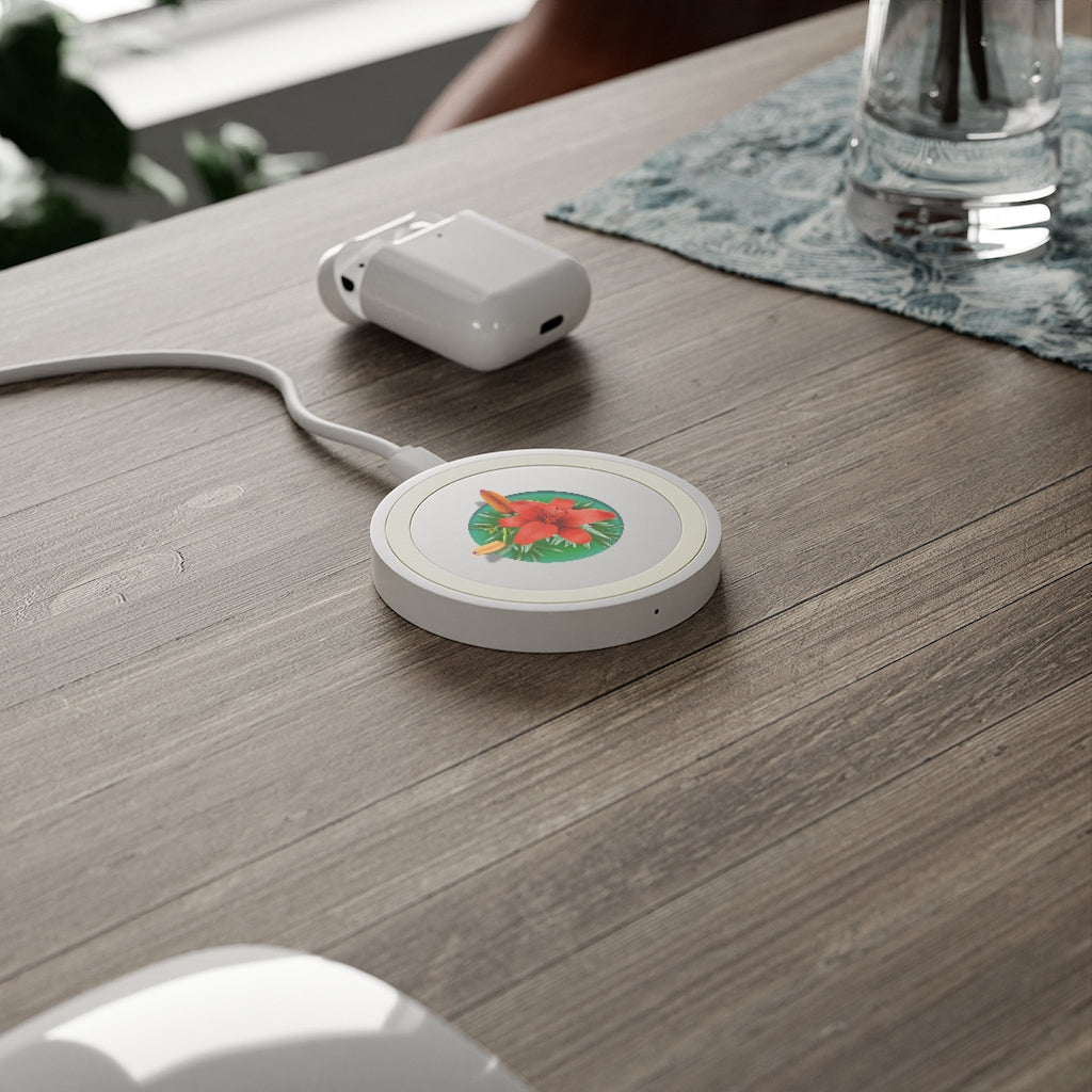 Orange Day Lily Quake Wireless Charging Pad